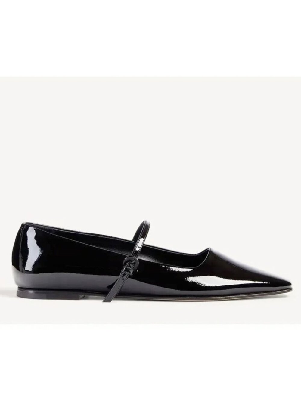 $550 DEAR FRANCES Mary Jane FLAT PATENT LEATHER BLACK POINTY SQUARE 41 (PD2)